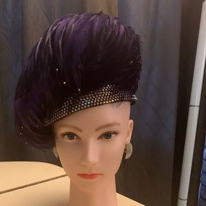 Jack McConnell Purple Feather and Rhinestone Hat